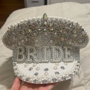 Bride bachelorette military captain rhinestone hat